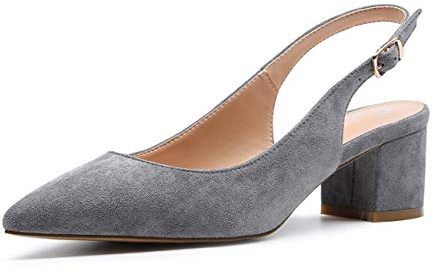Castamere Scarpe Donna Eleganti con Tacco Medio con Cinturino Dietro la Caviglia Tacco a Blocco Tacco Alto 5 CM Scamosciato Grigio Scarpe EU 44.5