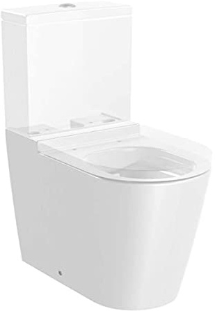 Roca,INSPIRA,ROUND - Taza Rimless adosada a pared con salida dual para inodoro de tanque bajo,Blanco,375mm x 645mm x 795mm,A342526000