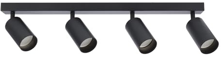 EDO Lampada Faretti da Soffitto Orientabili MALGA GU10 Nero, Faretti 4 Luce, Faretto da Parete Interno per Barra, Lampadario Moderna Plafoniera per Camera da Letto Cucina Soggiorno, Senza Lampadina