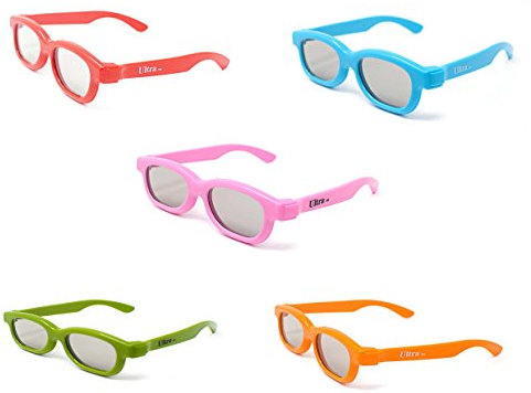 Passive 3D-Brille für Kinder 5 1 Rot 1 Rosa 1 Blau 1 Grün 1 Orange für alle Passiven Fernseher Kino-Projektoren und RealD-Filme Kreisförmige Polarisierte 3D-Brille
