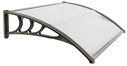 Outvita Window Awning Door Canopy 40x30, Polycarbonate Cover Front Door Outdoor Patio Awning Canopy UV Rain Snow Sunlight Protection Hollow Sheet, Clear Board & Grey Bracket