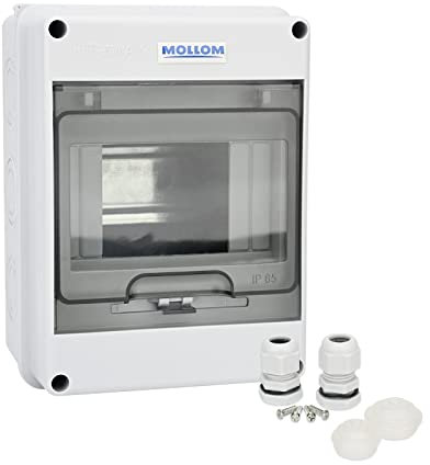 MOLLOM Caja de Protección de Distribución de 5 Vías con Interruptor Automático MCB y Riel DIN, Impermeable IP65, para Uso Interior y Exterior
