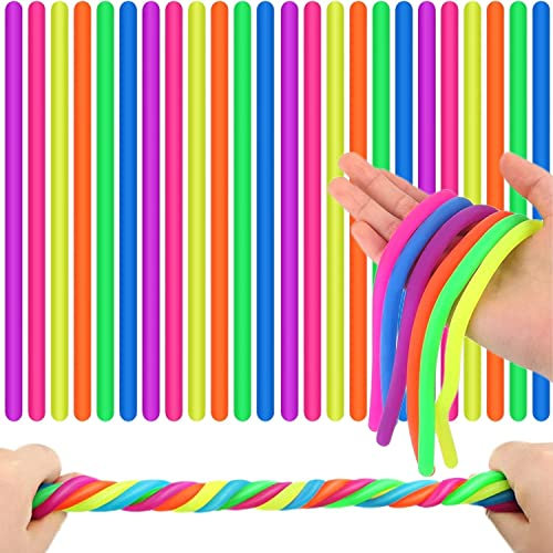 Yeefunjoy 24 PCS Sensorisch Dehnbar Schnur, Bunte Dehnbare Fidget String Fidget,sensorisches Spielzeug Autismus Stress Relief Zappeln für Erwachsene Kinder,Geeignet für Verschiedene Festivals Party