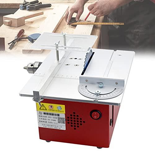 DYK&NX Mini Table Saw for Hobby Craft, Handmade DIY Table Saw with Alloy Saw Blade, Adjustable Cut Depth 0~30mm, Angle Push Ruler 0-180° Adjustable