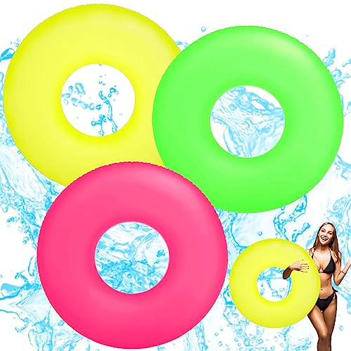 3 st simringar för vuxna, uppblåsbara pool-flytleksaker för ålder 91 cm (12+, 91 cm) pool flottör jätte, sommar pool vatten strandleksaker, poolfestdekorationer, sommargåva för barn vuxna