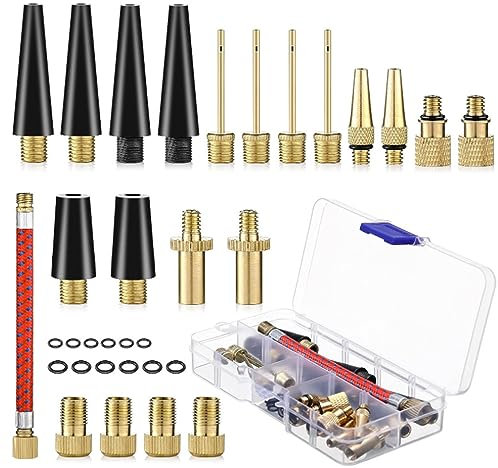 Fahrradventil-Adapter-Set,Premium-Fahrradventil-Set,SV AV DV, Kompressor-Fahrradpumpendichtung, inklusive Kugelstift und Kompressorventil-Adapter, Luftpumpen-Adapter, französischer Ventil-Adapter