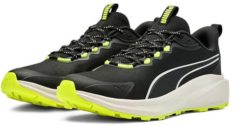 PUMA Unisex Skyrocket LITE Trail Straßen-Laufschuh, Black-Feather Gray-Yellow ALERT, 44 EU