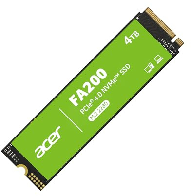 Acer FA200 SSD PCIe 4.0 NVMe 4 TB - Velocità di lettura fino a 7200 MB/s Disco interno Gen4x4 M.2 2280 con HMB e cache SLC - SSD per laptop/desktop e gaming (compatibile con PS5)