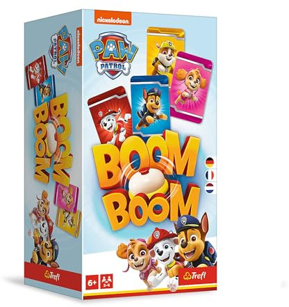 Trefl - Boom Boom Paw Patrol - Jeu de Cartes Dynamique en Famille, Jeu avec Cloche, Loisir pour les Enfants à partir de 6 Ans