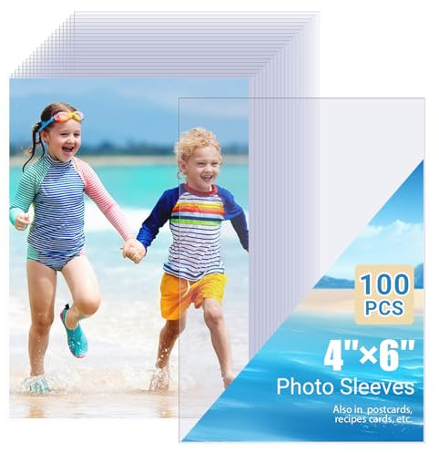 100 Pochettes de Protection Transparentes 10x15 cm - Housse Archivage Étanche pour Photos, Cartes Postales & Recettes - Protège-Albums avec Ouverture Supérieure, Anti-Rayures et Anti-Traces