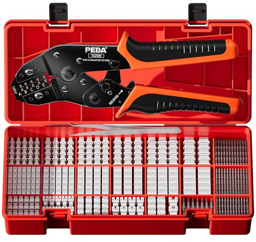 PEBA Krympverktygssats, 22 typer JST-SH 1,0 mm/GH 1,25 mm/ZH 1,5 mm kontaktdon, avbitartång 32–22 AWG för 1,0 mm–2,0 mm stiftterminal, spärrkontakt med mikrokontaktstift, JST-kontakter