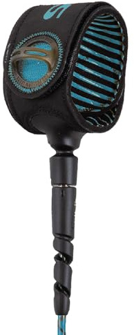 FCS Freedom Helix 6' All Round Surf Leash - Tranquil Blue/Black | Lightweight, Naturally Sourced Bio-Resin Surf Leash for 0-8ft Waves, Shock-Absorbing Inner Helix Cord, Sleek & Strong