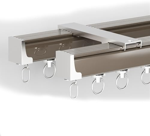 Doppio binario per tenda resistente a soffitto, asta divisoria a 2 corsie, installazione a parete/soffitto, colore champagne, 1,1 m, ideale per la decorazione della casa.