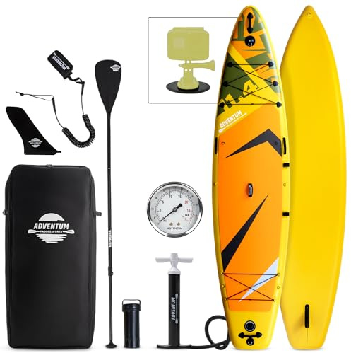 ADVENTUM Planche de Sup Gonflable Polyvalente & Touring 329-384 cm | Inflatable Stand Up Paddle Board, 230-270 kg max | Support Action-Cam | Ultra-stable & Maniable, Familles, Yoga, Touring