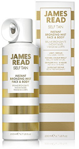 JAMES READ Bruma Bronceadora Instantánea para Cara y Cuerpo, Bronceado Ligero/Medio Bronceado Dorado para Todo el Cuerpo, Resultados Visibles en 6-8 Horas, Infundida con Aloe Vera, 200Ml