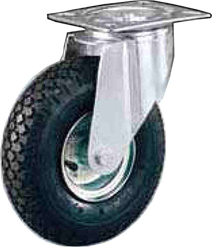 Ruota pneumatica Diametro mm.260 Portata Kg.175 Disco in ferro Copertura con camera d'aria con Supporto girevole Ruote per carrelli a traslazione manuale per carichi medi. Ruote con anello in gomma.