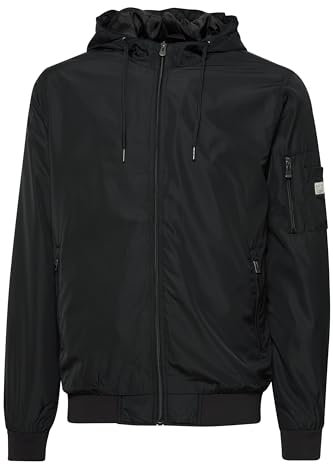 Blend BHRazy Herren Übergangsjacke Herrenjacke Jacke mit Kapuze Reißverschlusstaschen Kordelzug Regular fit, Größe:XL, Farbe:Black (70155)