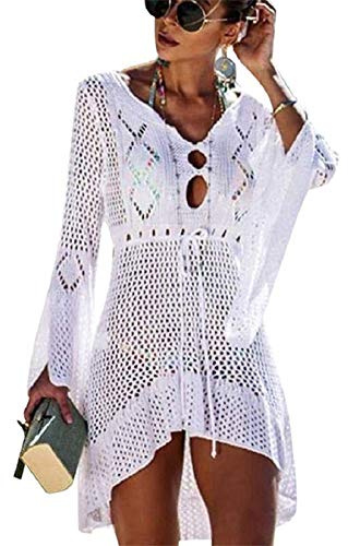 EDOTON Traje de Baño, Vestido de baño de Bikini con Encaje de Crochet y Espalda Abierta de Mujer