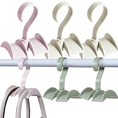 WideSmart 6 Stück Taschenhalter Handtaschenhalter,Drehbare Handtaschen-Kleiderbügel Krawattenbügel Tie Rack Organizer Schrank Kleiderbügelhaken Plastik Taschenhalter für Tasche Rucksack Riemen Schal