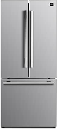 Forno 30 Inch w. French Door Refrigerator with Bottom Freezer and 17.5Cu. Ft. Total Capacity - Stainless Steel No Frost Fridge with Adjustable Glass Shelves and Child Safety Lock