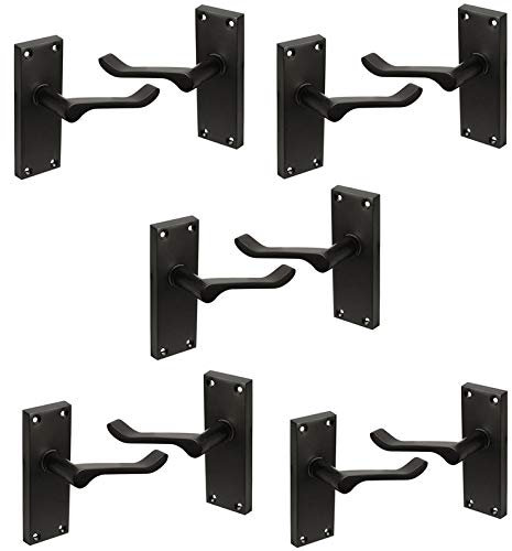 HANDLESTORE Victorian Scroll Door Handles on Backplate Matt Black Finish Latch Set (5 Pack)