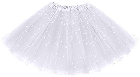 KEREDA Kinder Mädchen Tüllrock Pailletten Tütü Röcke Glitzer Bunt Ballettrock 2-7 Jahre,Weiß