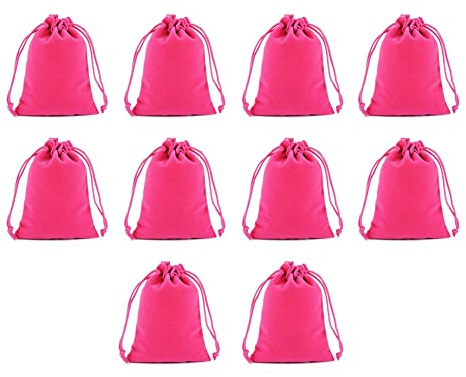 SHTGOI Bolsas de terciopelo para joyas, 10 unidades, 13 x 18 cm, bolsas de terciopelo con cordón, bolsa de terciopelo, cordón, para Navidad, fiestas, bodas, regalos de boda, color rojo rosa