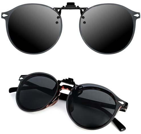 CREYESTAL Polarisiert Sonnenbrillen Aufsatz Brille, Sonnenbrille Clip, Anhebbar und Ultraleicht, Herren, Damen 100% UV400