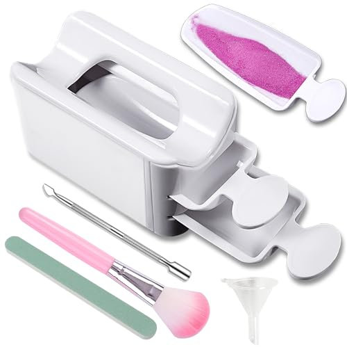 Nail Dip Powder Tray - Nail Powder Recycling Tray System - nail Dipping powder Collector with 2 Spoon, Nail Art Brush, Mental Cuticle, Nail File for DIY French Manicure at Home