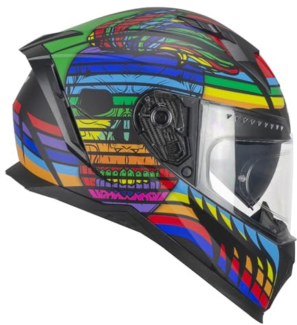 CGM Casque Full Face, 311X Blast Skull Noir Bleu Rouge Mat, M (57-58cm)