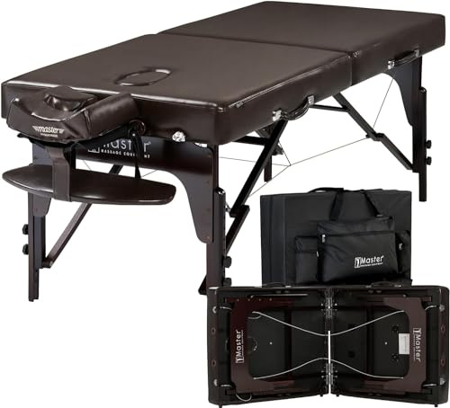 MASTER HEALTH PRODUCT Supreme Massage 31 Inch Extra Wide Portable Massage Table, Supreme LX SPA Salon Facial Beauty Bed, Easy Set Up, 3 Thick of Memory Foam, PU Upholstery (Coffee)