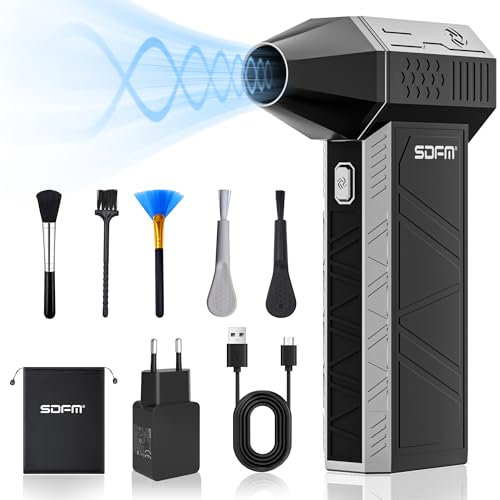 SDFM Elektrische Staubgebläse Druckluftspray für PC Reinigungsset, 130,000 U/min Compressed Air, 3-Gang Air Duster Luftdruckspray, Tastatur Reinigung für PC, Elektronik, Sofa, Auto
