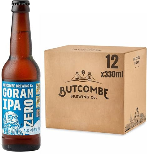 Butcombe Brewery, Goram IPA Zero Alcohol Bottles, Vegan Friendly, Stone fruit, Citrus, and Bitter Notes, 12 x 330ml