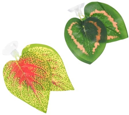 TOGEVAL 2stücke Terrarium Pflanzen Dekorationen Künstliche Reptilien Mit Saugnäpfen Für Aquarium Und Terrarium Lebensnahe Fake Für Betta Fische Und Reptilien