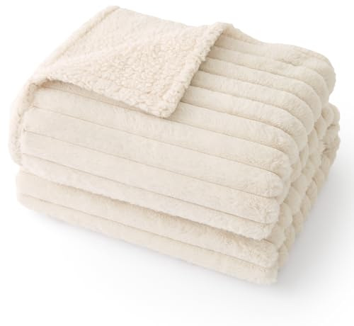 Bedsure Waterproof Dog Blanket - Dog Bed Blankets Washable for Medium Dogs, Fluffy Pet Throw Blanket for Sofa Bed Protector, Calming Cat Blanket, 76x102cm, Cream