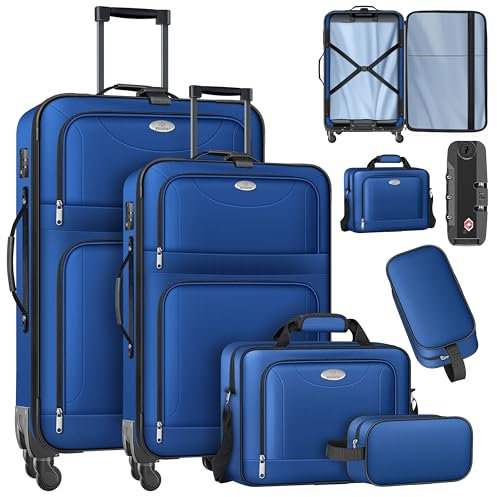 KESSER® Reisekoffer Set 4-teilig | Trolley Kofferset Stoffkoffer mit 3-Ziffern-TSA-Schloss, 360° Rollen & Teleskopgriff | Kosmetiktasche Handgepäck leichter Koffer & große Koffer für Business & Reisen
