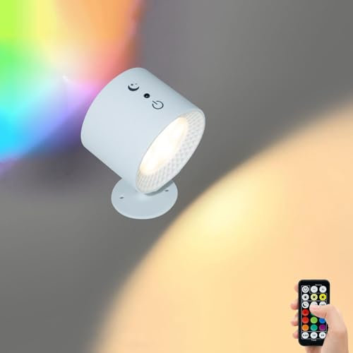 LOGT Indoor LED Lampade da Parete Ricaricabili Luce da Parete Dimmerabile con Interruttore a Sfioramento con Telecomando e Temporizzazione Lampada da Comodino 2 Fiamme da Lettura Ruotabile a 360°