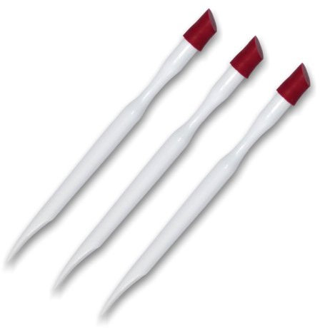 3 Stück Pferdefuß / Hufstäbchen / Manikürstäbchen / Nagelhautschieber weiss mit weichem Gummihuf