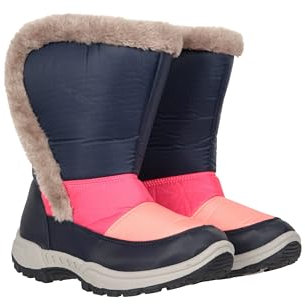 Mountain Warehouse Caribou Kids Fur Trim Snow Boots - Snowproof, Fleece Lining, High Traction Sole - Perfect To Keep Your Kids Feet Warm In Cold Winter Days Bright Pink Junior Shoe Size 4