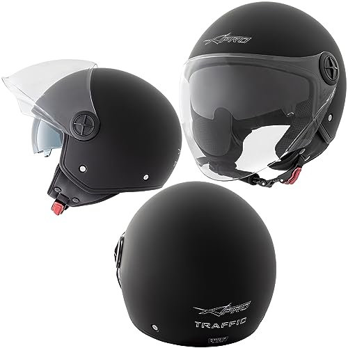 Jet Casco Moto Scooter ECE 22 Doble Visor Parasol Interior Negro Mate L