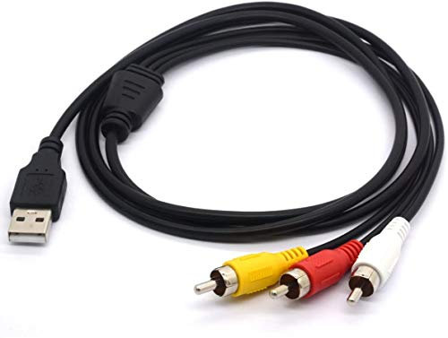 USB to 3RCA Cable, USB Male to 3 RCA Male Splitter Lead Camcorder Audio Video AV Composite Adapter Extension Code for Mac PC TV M/M Converter 1.5M