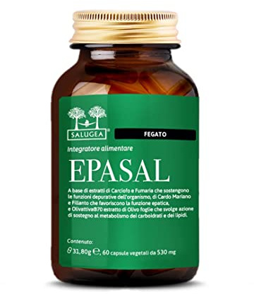 EPASAL Salugea Integratore per la depurazione del fegato - Depurativo 100% naturale - Flacone in Vetro (no plastica), 60 capsule vegetali