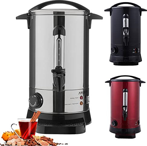 Arebos Distributeur de Boisson Chaudes 950W | Chaudière à eau 8,8L 40 Tasses | Marmite à Vin Chaud en Inox | Thé Café Soupe Dispositif de réchauffement |Thermostat | Réglage de la température 30-110°C