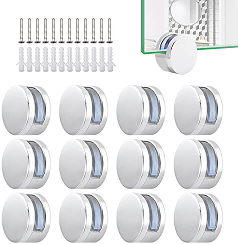 12 Stück Klemmbefestigung Spiegelclip Mehrzweckrunde Wandhalterung Inklusive Expansionsrohr und Schrauben (Stil 1)