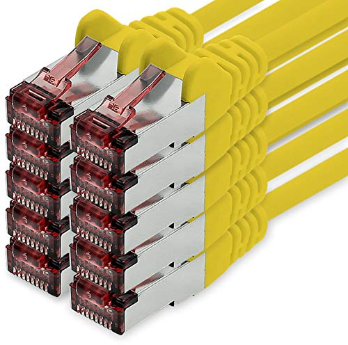 1CONN Cat6 Netzwerkkabel 10 X 0,25m gelb Ethernetkabel Lankabel Cat6 Lan Netzwerk Kabel Sftp Pimf Patchkabel 1000 Mbit s