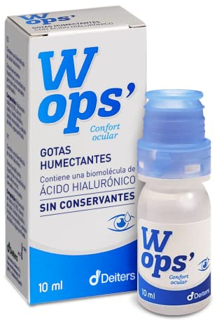 DEITERS - Wops' Gotas Humectantes 10 ml, Lágrimas Artificiales para Ojos Secos, Colirio con Ácido Hialurónico 0,15% y Sin Conservantes, Colirio, Gotas Lubricantes en Frasco
