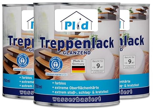 Plid® Vernice Trasparente per Scale - Lucida 2,25L - Sigillante per parquet, pavimenti in legno, sughero, scale & mobili interni - Resistente agli urti e all'usura - Made in Germany