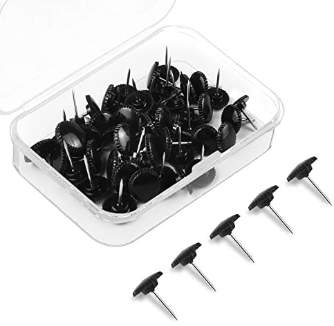 Lunies 50 PCS Black Push Pins for Cork Board, Thumb Tacks for Wall Hangings, Picture Hanging Nails, Flat Decorative Push Pins for Wall, Wall Pins for Hanging