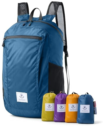 4Monster Packable Backpack Ultra Lightweight, Foldable Backpack Water Resistant, Hiking Daypack for Travel Camping Outdoor, Daily Walk-around, Cycling, Sports, Excursions(Blue, 32L)