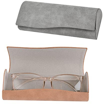WUHEECOME 2 Stück Brillenetuis, Brillenetuis mit Brillenputztuch Leder Brillenetui Damen Sonnenbrillenetui Personalisiertes Brillenetui Hardcase für Lesebrille Sonnenbrille Kurzsichtigkeitsbrille